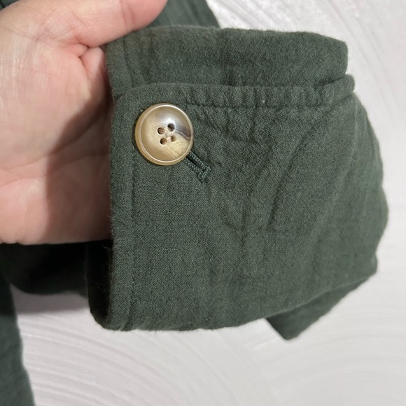 Madewell Drop Shoulder Crop Blazer M Gauzy Linen Slouchy Oversized Green - Picture 4 of 9